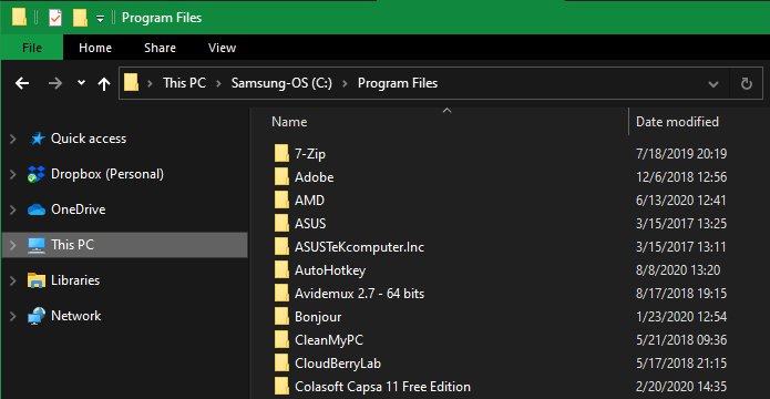default windows files that should not be touched