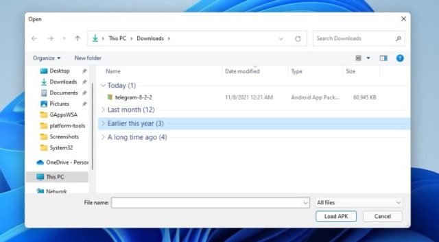 how to install apk on windows 11
