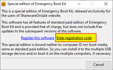 Emergency Boot Kit activation