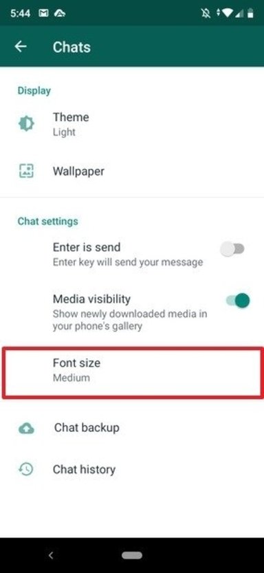 WhatsApp chat settings