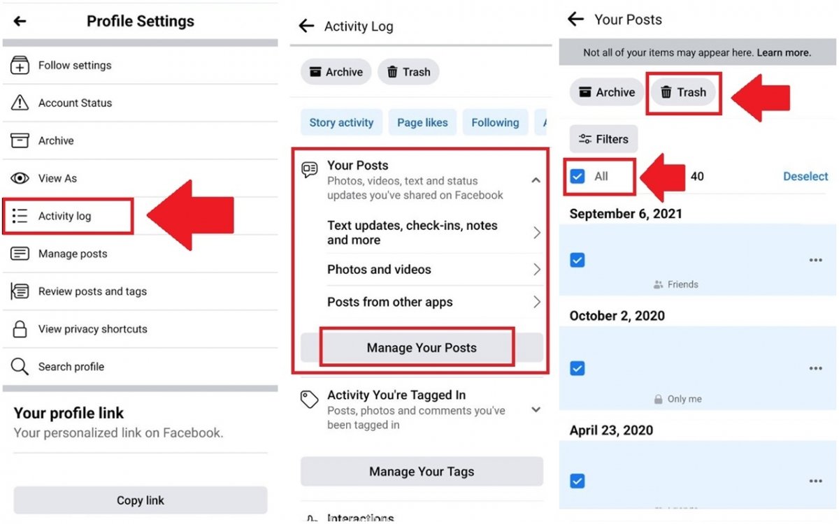 Step-by-step guide to delete all posts from your Facebook profile