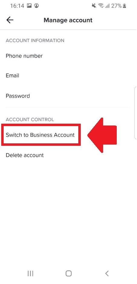 Change your account to a professional account on TikTok