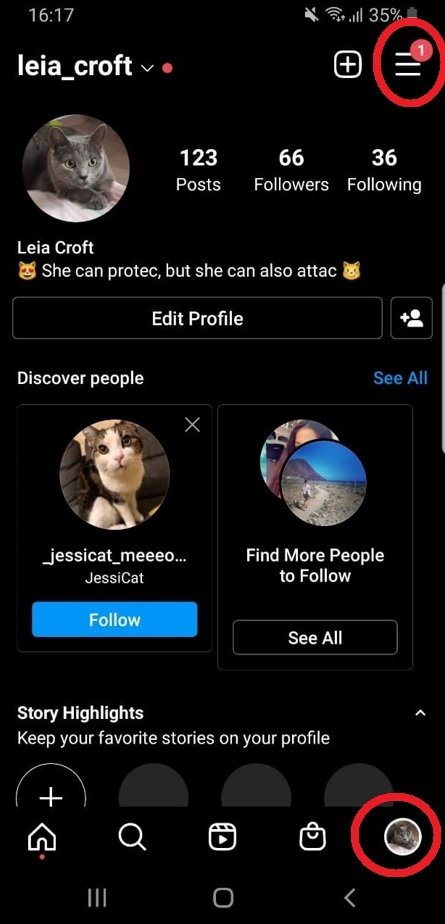 Go to your Instagram profile menu