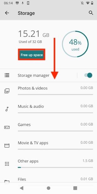 Free up storage space on Android