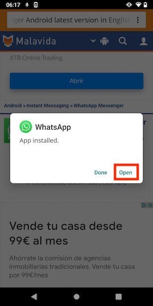 Open WhatsApp after update