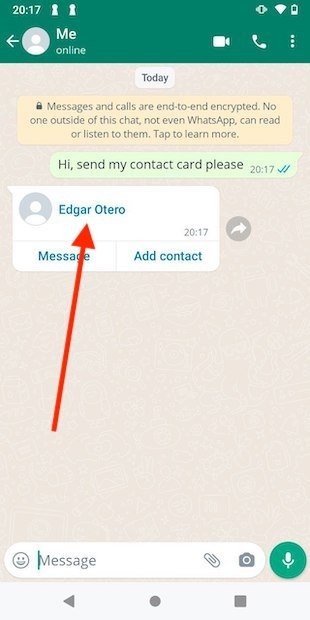 See the name the contact saved one under