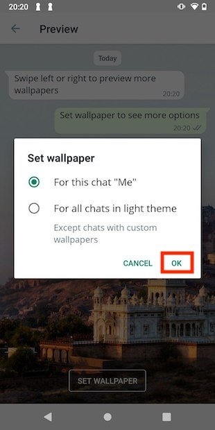 Choose which chats to use the background in