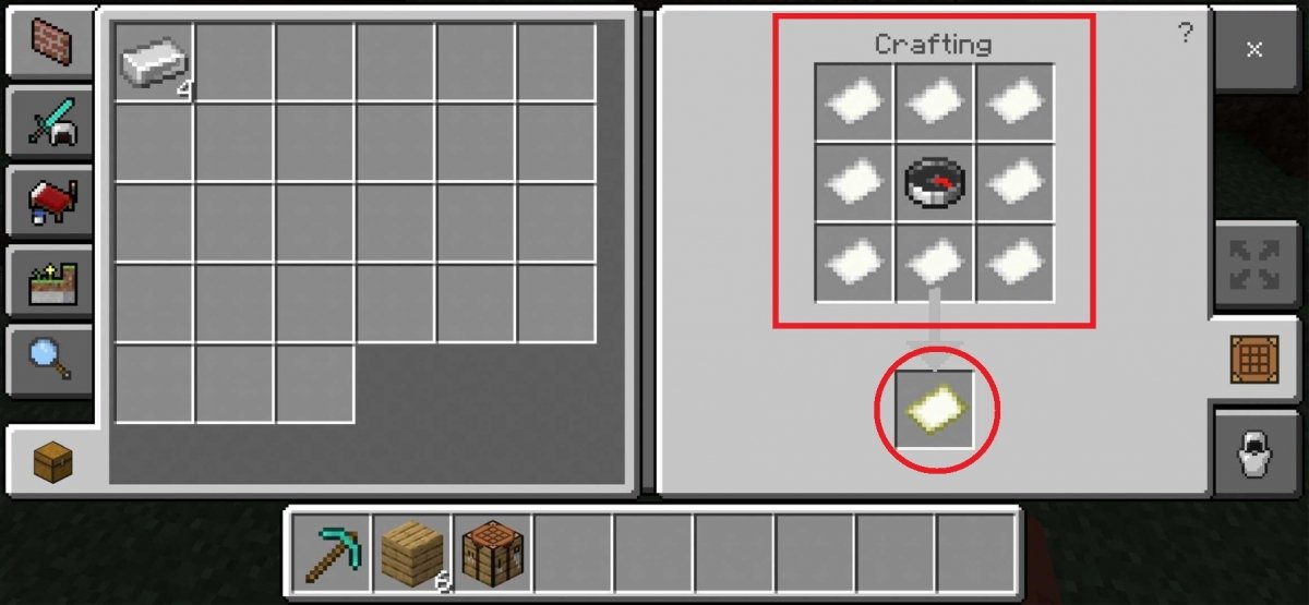 Recipe for crafting a map in Minecraft