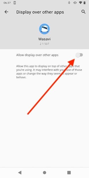 Allow display over other apps