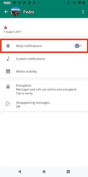 Mute the contact's notifications