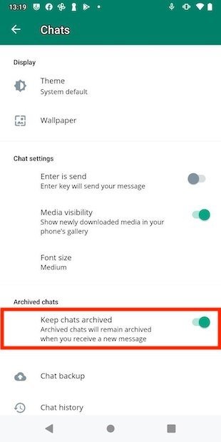 Enable the option to permanently archive chats