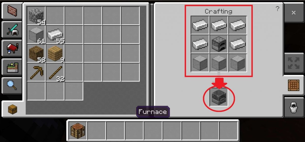 We craft a blast furnace in Minecraft