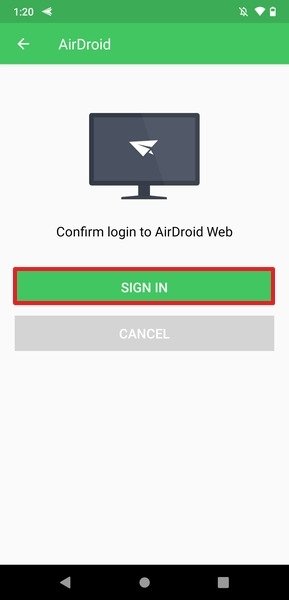 Grant access to AirDroid Web