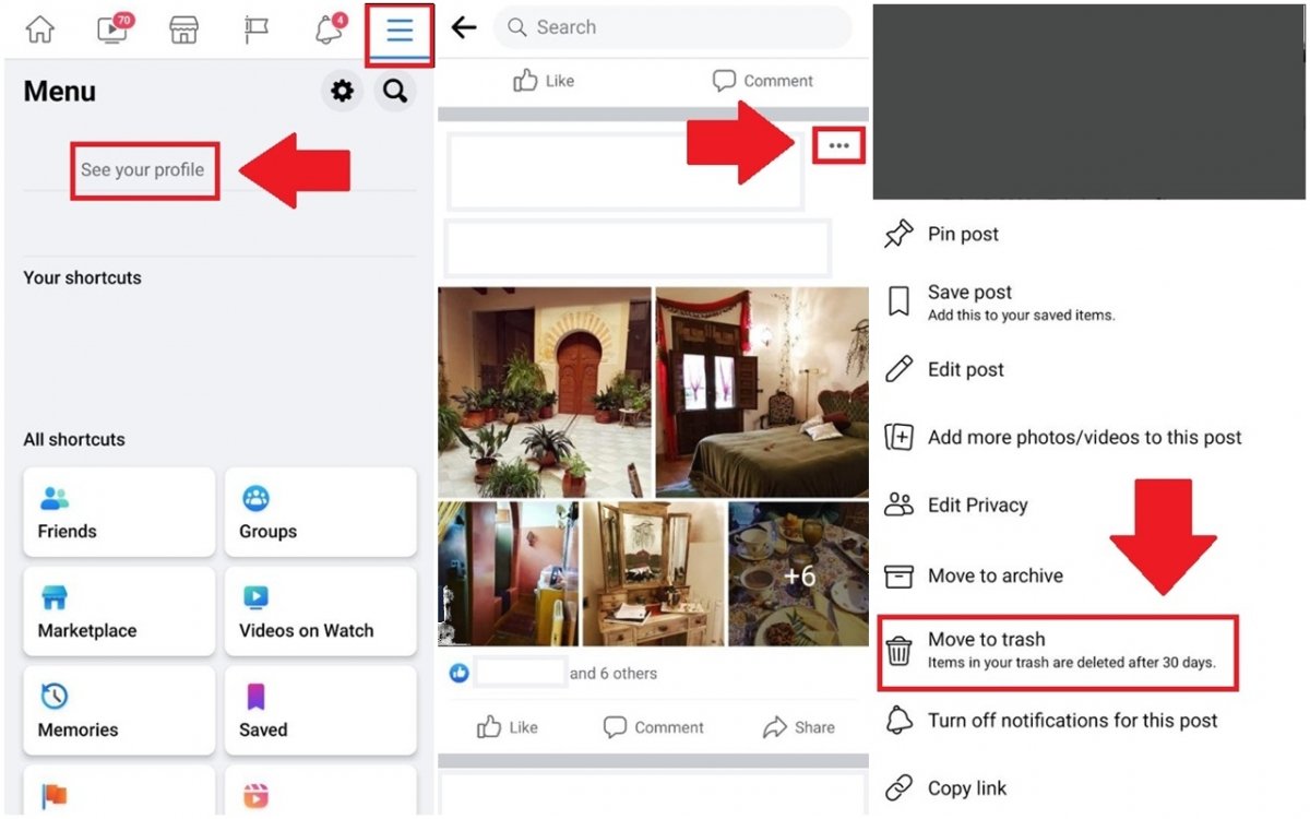 Manually delete a specific post from your Facebook profile