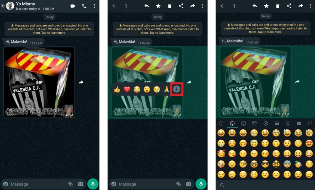 Follow these steps to use any emoji when reacting to WhatsApp messages
