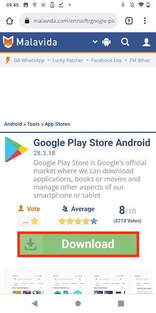 Download tab from Play Store