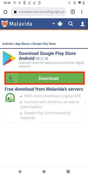 Start download from Play Store