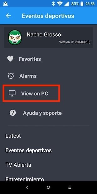 View on PC option