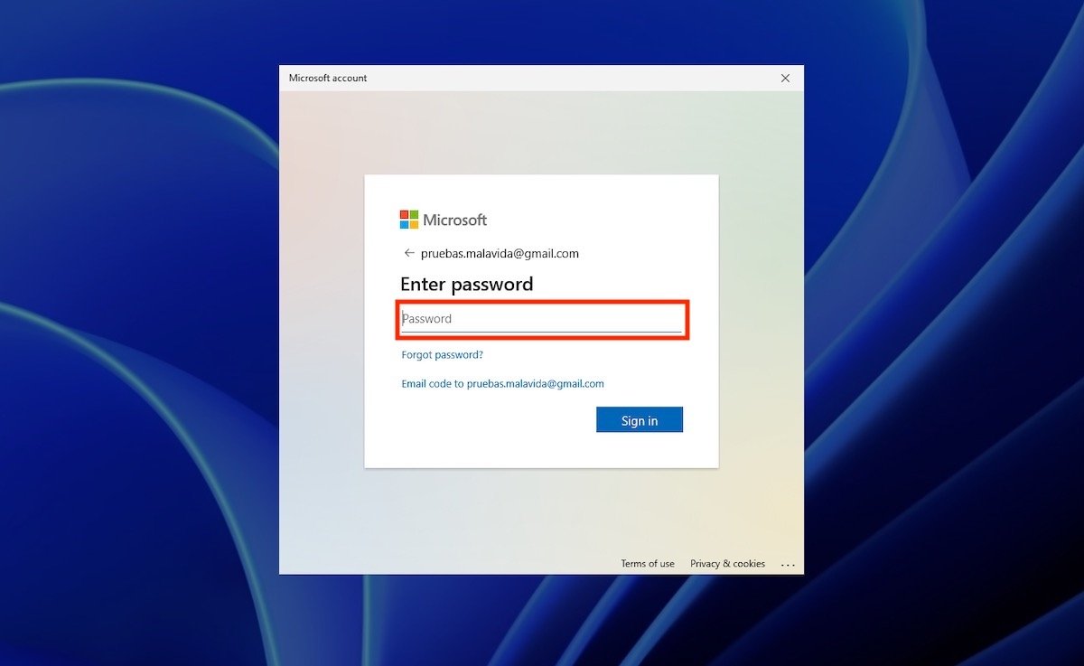 Enter your Microsoft account password