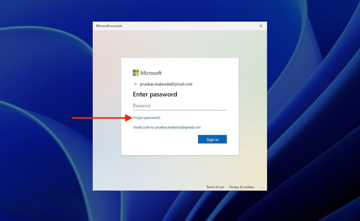 Recover Microsoft profile password