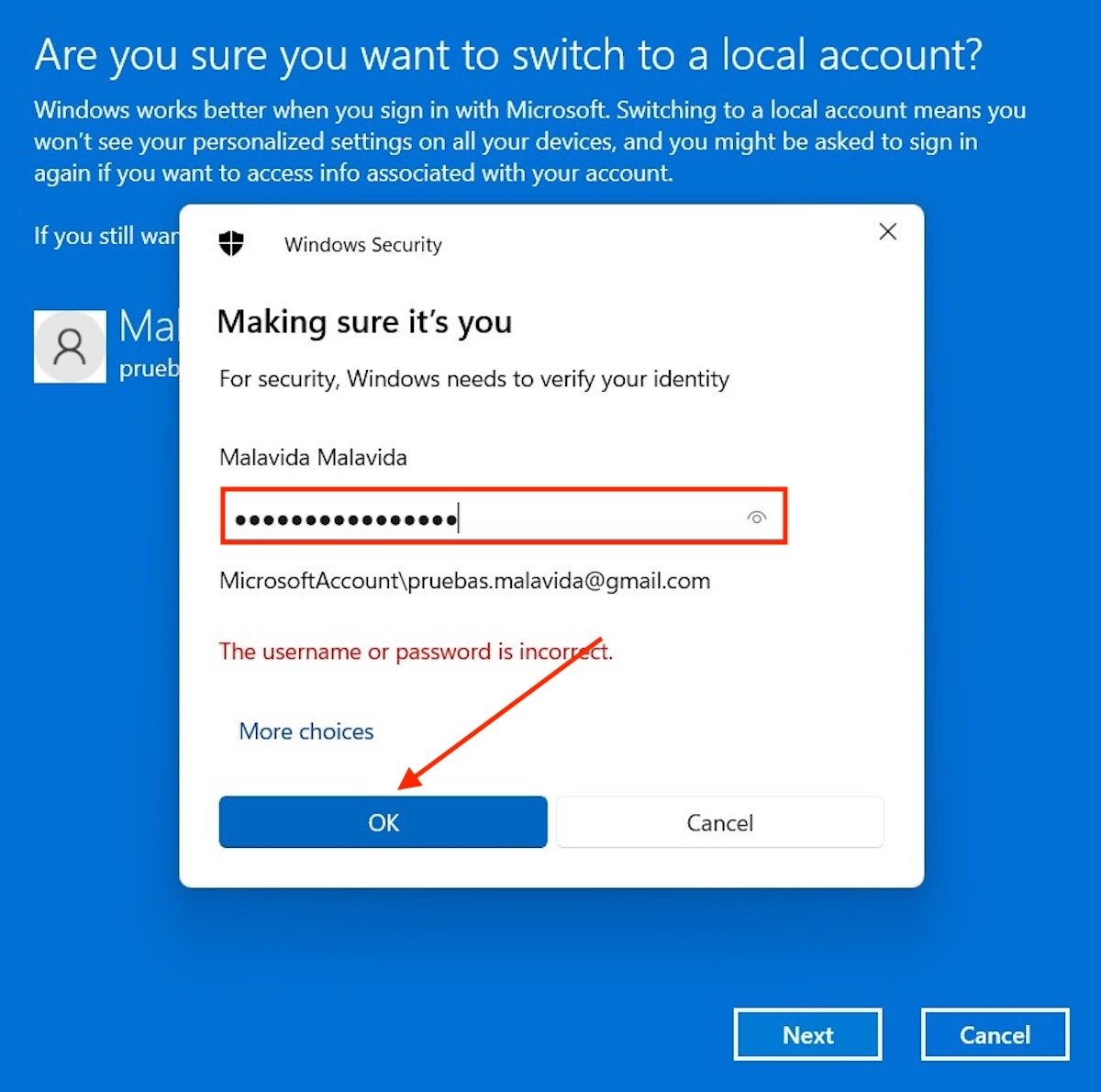 Identification with Microsoft account key
