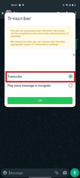 Select action in Transcriber