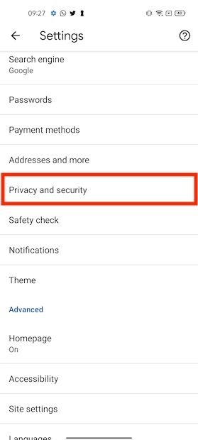 Privacy and security options