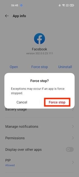 Confirm app stop