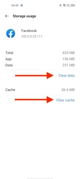 Clear cache and reset app
