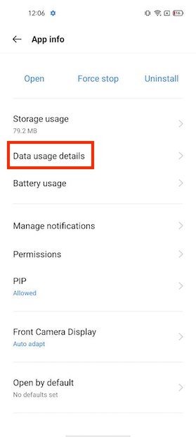 Set data usage