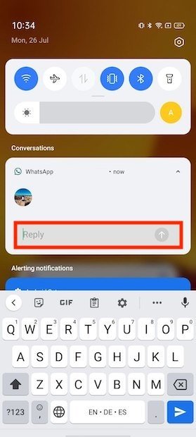 Reply to a conversation right in the notification
