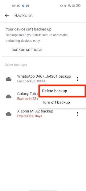 Delete WhatsApp Backup on Google Drive