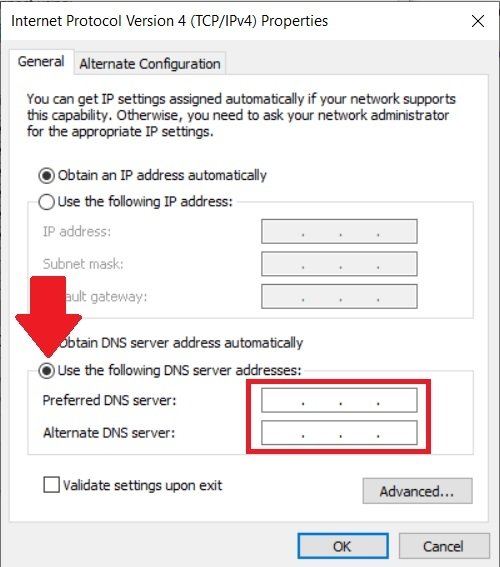 Change DNS of adapter