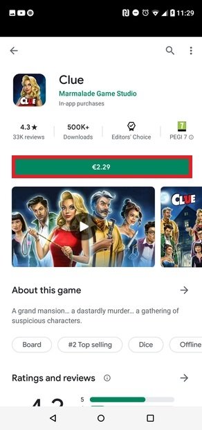 A paid game in Google Play