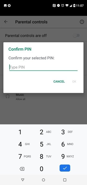Confirm PIN code