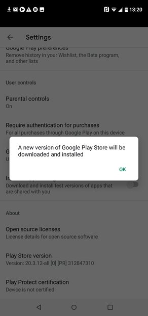 Google Play will notify you that a new version is available