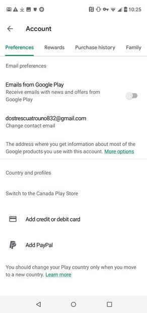 Play Store recognizes that we are in Canada