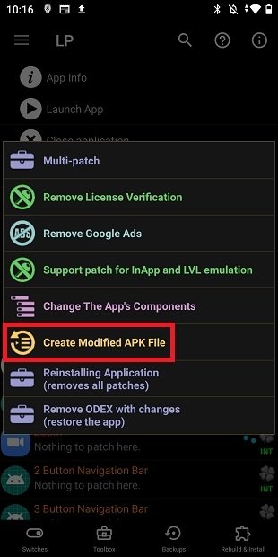 Build the modified APK