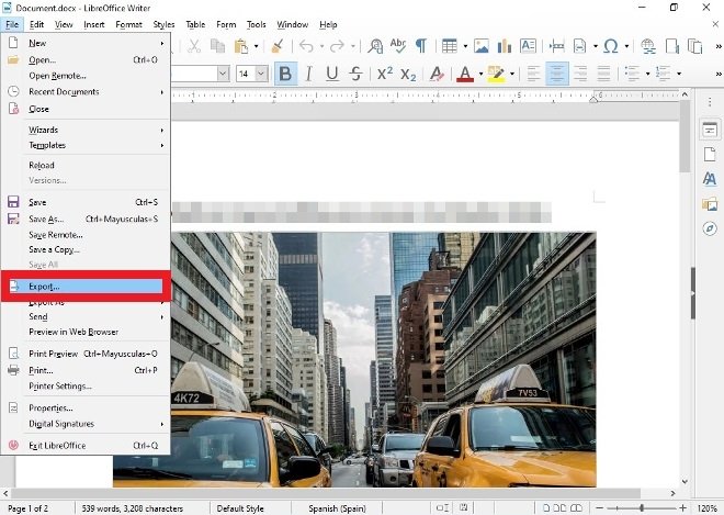 LibreOffice Writer's Export-Option