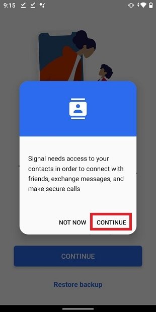Allow access to contacts