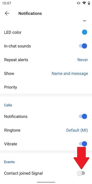 Notification of new contacts is turned off