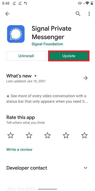 Update app via Play Store