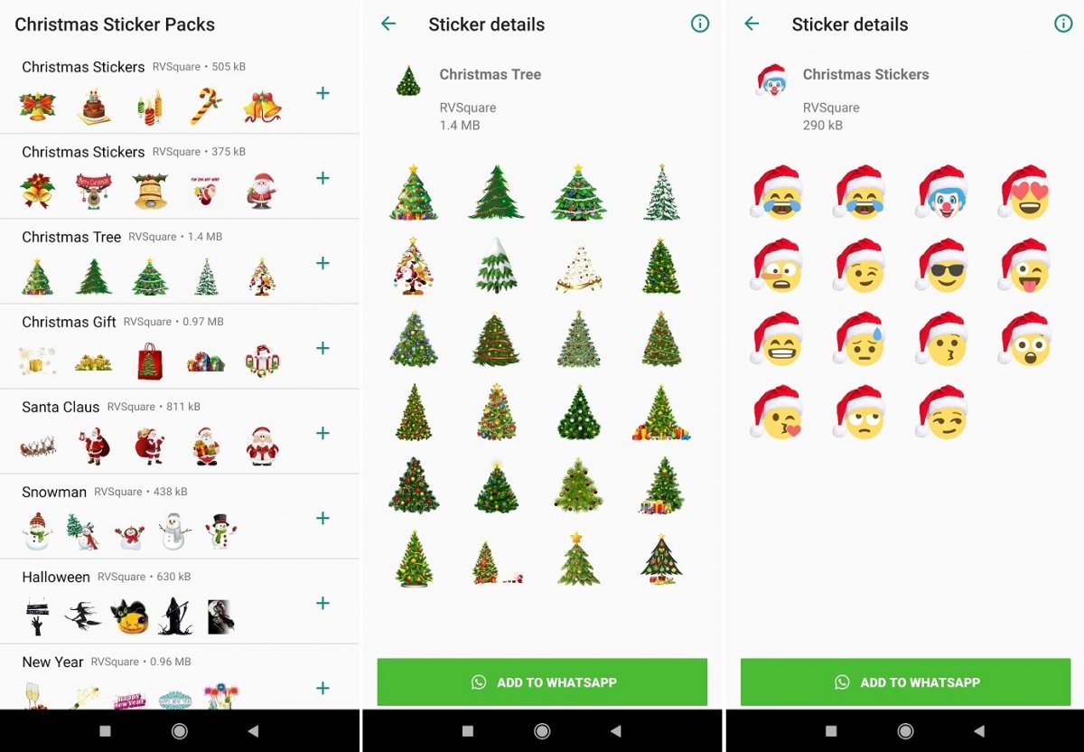 Screenshot of Christmas Stickers UI