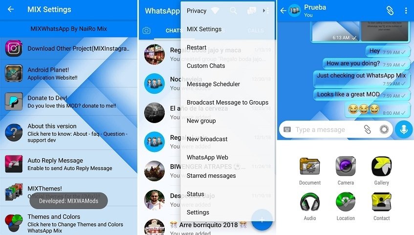 Screenshots of WhatsApp Mix interface