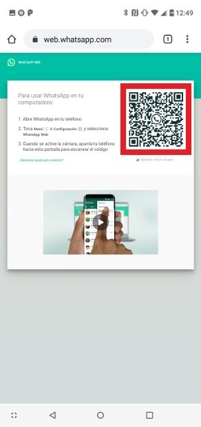 Scan the QR code on the website with the victim's phone