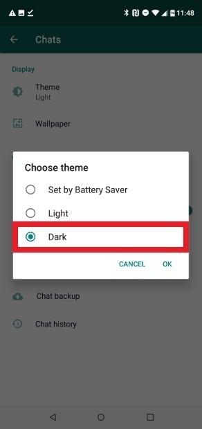 Select the Dark option