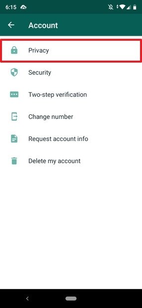 WhatsApp account settings