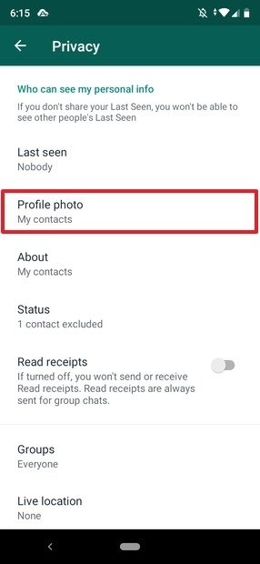 WhatsApp privacy settings