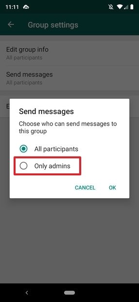Settings for posting messages