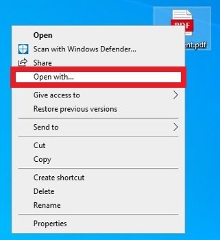 Open the context menu on the PDF document